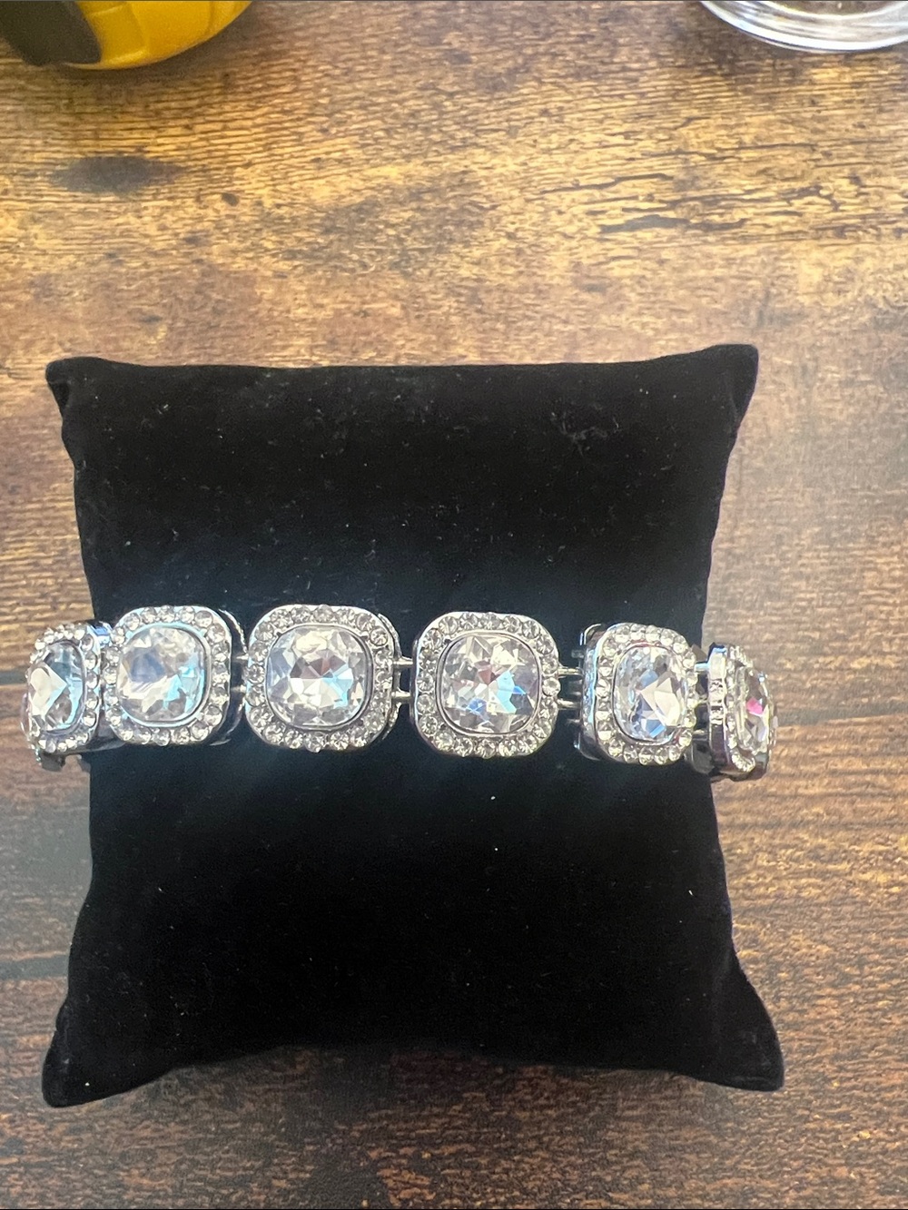 Crystal Halo  Bracelet - Silver Tone Clear Stones